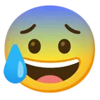 grinning face + anxious face with sweat
