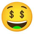 grinning face + money-mouth face