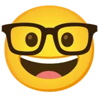 grinning face + nerd face