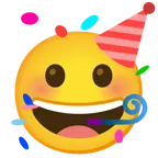 grinning face + partying face