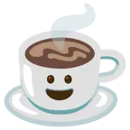 grinning face + hot beverage