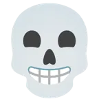 beaming face with smiling eyes + skull