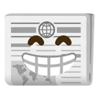 beaming face with smiling eyes + newspaper