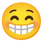 beaming face with smiling eyes + kissing face with closed eyes