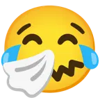 기쁨의 눈물을 흘리는 얼굴 + 재채기하는 얼굴