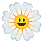 grinning face with big eyes + blossom