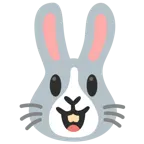 grinning face with big eyes + rabbit face