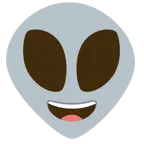 grinning face with big eyes + alien