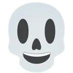 grinning face with big eyes + skull
