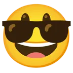 grinning face with big eyes + smiling face with sunglasses