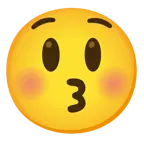 grinning face with big eyes + kissing face with closed eyes