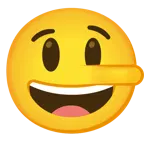 grinning face with big eyes + lying face