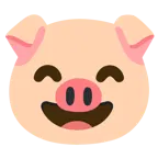 grinning face with smiling eyes + pig face