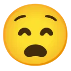 grinning face with smiling eyes + anguished face