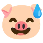 grinsendes Gesicht mit Schweißtropfen + Schweinegesicht