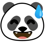 grinsendes Gesicht mit Schweißtropfen + Panda