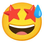 faccina con sorriso e goccia di sudore + colpo di fulmine