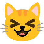 sorriso a bocca aperta con occhi chiusi + muso di gatto