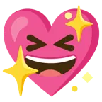 sorriso a bocca aperta con occhi chiusi + cuore che luccica