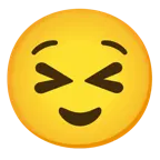 grinning squinting face + relieved face
