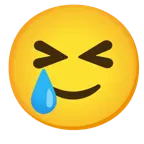 grinning squinting face + smiling face with tear
