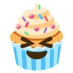 sorriso a bocca aperta con occhi chiusi + cupcake
