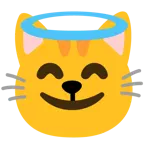 faccina con sorriso e aureola + muso di gatto