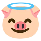faccina con sorriso e aureola + muso di maiale