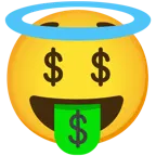 faccina con sorriso e aureola + faccina avida di denaro