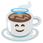 faccina con sorriso e aureola + bevanda calda
