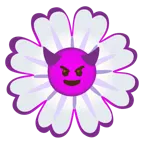 faccina con sorriso e corna + fiore