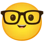 smiling face with smiling eyes + nerd face