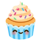smiling face with smiling eyes + cupcake