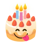 face savoring food + birthday cake