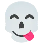 face savoring food + skull