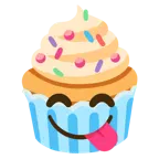 face savoring food + cupcake