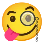 face savoring food + face with monocle