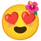 smiling face with heart-eyes + hibiscus