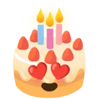smiling face with heart-eyes + birthday cake