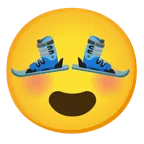 smiling face with heart-eyes + skis