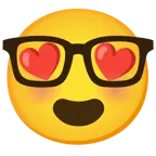 smiling face with heart-eyes + nerd face