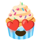smiling face with heart-eyes + cupcake