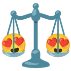 smiling face with heart-eyes + balance scale