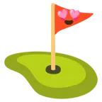 smiling face with heart-eyes + flag in hole