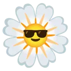 faccina con sorriso e occhiali da sole + fiore