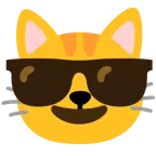 faccina con sorriso e occhiali da sole + muso di gatto