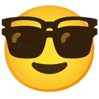 faccina con sorriso e occhiali da sole + faccina nerd