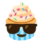 faccina con sorriso e occhiali da sole + cupcake