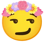 smirking face + tulip