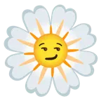 smirking face + blossom